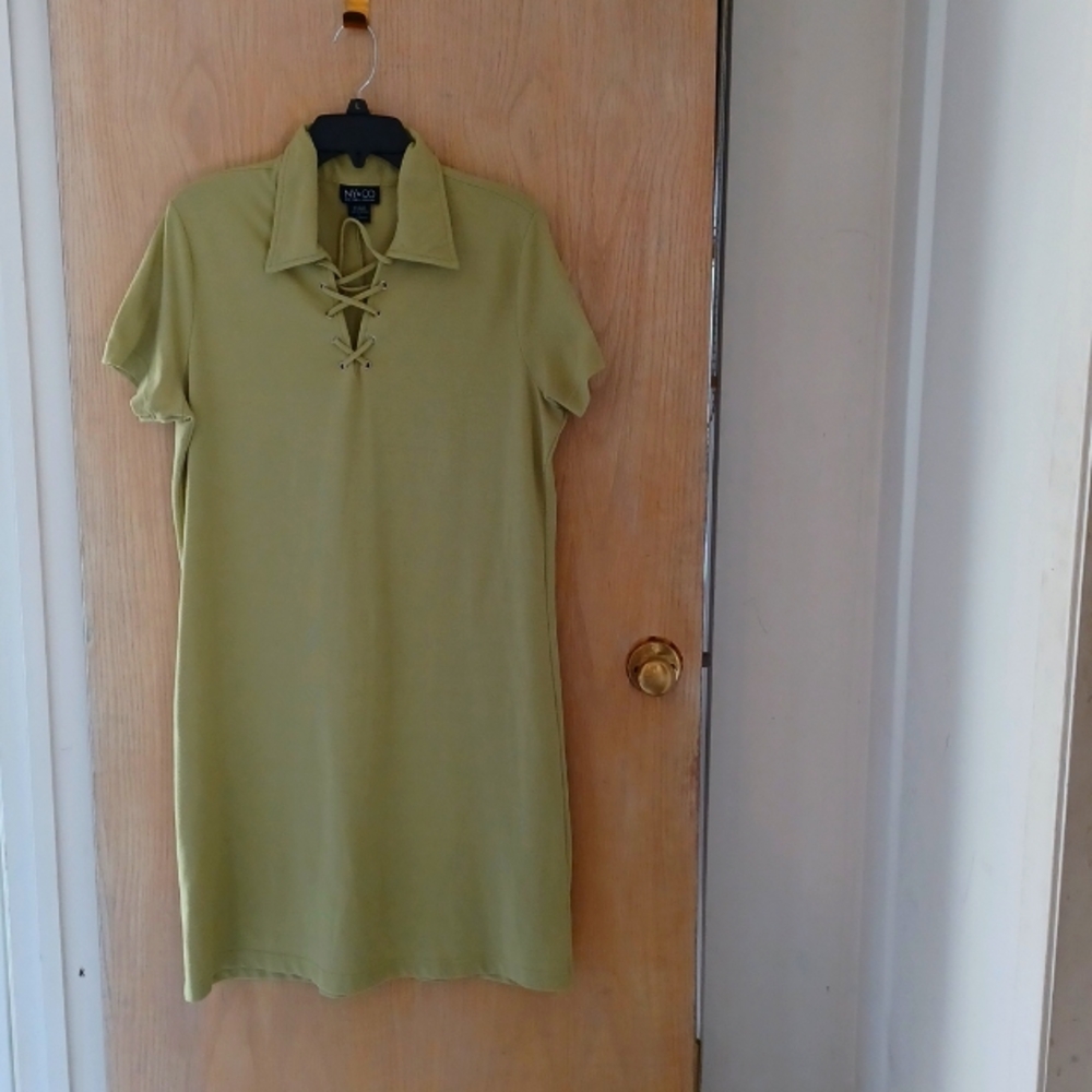 NY&CO Lime Green Shirt Dress, Sz Large